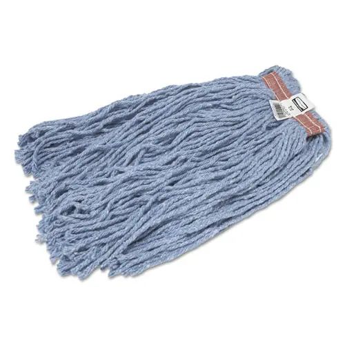 Rubbermaid® Commercial Cut-End Blend Mop Head, Cotton/Synthetic, Blue, 20 oz, 1" Headband
