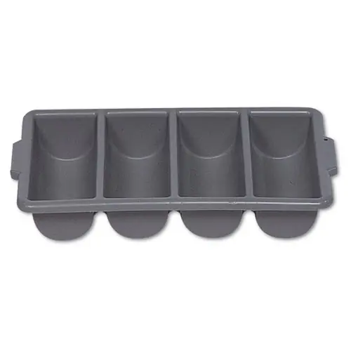 Rubbermaid® Commercial Cutlery Bin, 4 Compartments, Plastic, Gray