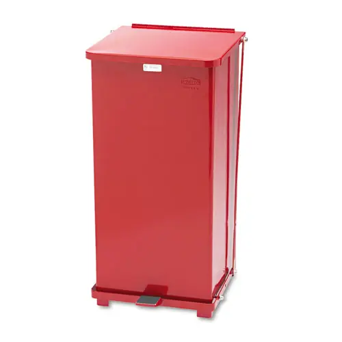 Rubbermaid® Commercial Defenders Heavy-Duty Steel Step Can, 13 gal, Red