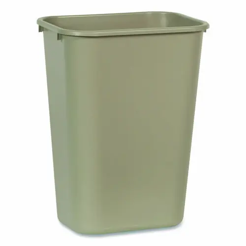 Rubbermaid® Commercial Deskside Plastic Wastebasket, 10.25 gal, Plastic, Beige