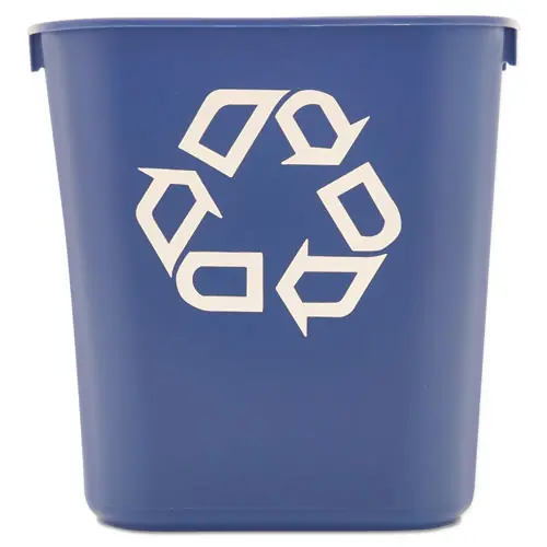 Rubbermaid® Commercial Deskside Recycling Container, Small, 13.63 qt, Plastic, Blue
