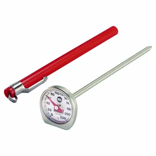 Rubbermaid® Commercial Dishwasher-Safe Industrial-Grade Analog Pocket Thermometer, 0°F to 220°F