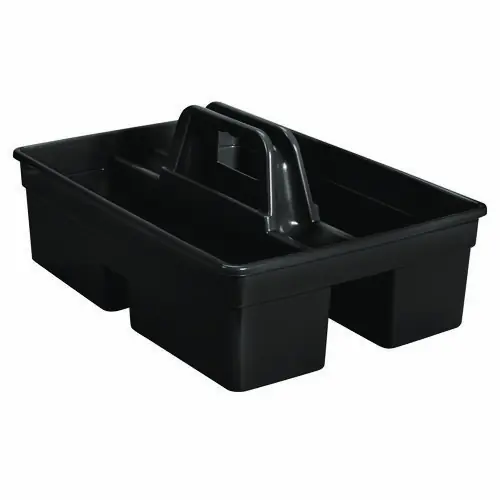 Rubbermaid® Commercial Executive Carry Caddy, Two Compartments, Plastic, Black