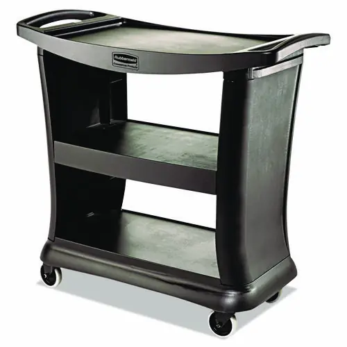 Rubbermaid® Commercial Executive Service Cart, Plastic, 3 Shelves, Black