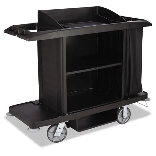 Rubbermaid® Commercial Housekeeping Cart, Black, Plastic, 22" x 60" x 50"