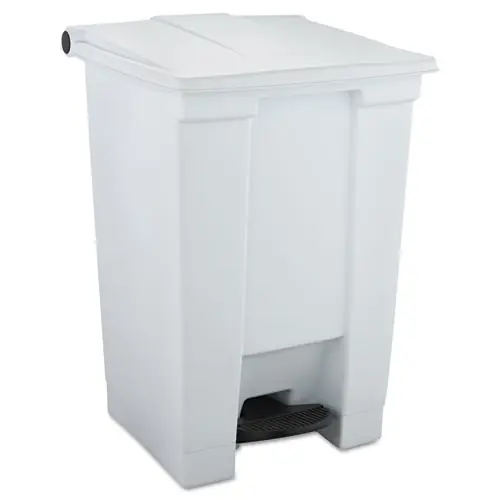 Rubbermaid® Commercial Indoor Utility Step-On Waste Container, 12 gal, Plastic, White
