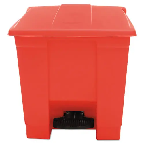 Rubbermaid® Commercial Indoor Utility Step-On Waste Container, 8 gal, Plastic, Red
