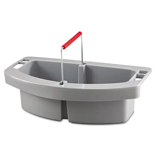 Rubbermaid® Commercial Maid Caddy, Gray, Two Compartments, 16" x 9" x 5"