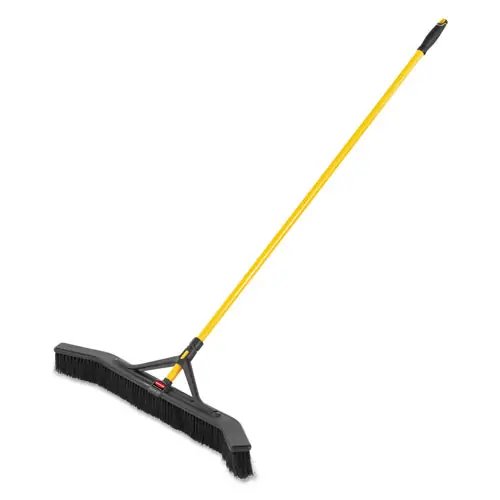 Rubbermaid® Commercial Maximizer Push-to-Center Broom, Poly Bristles, Steel Handle, Yellow/Black