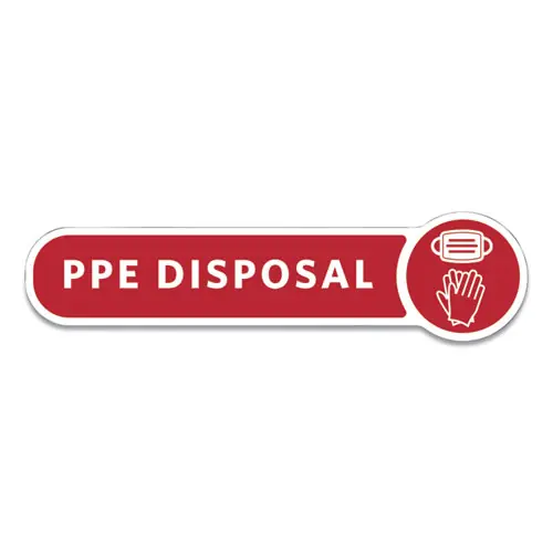 Rubbermaid® Commercial Medical Decal, PPE DISPOSAL, Red