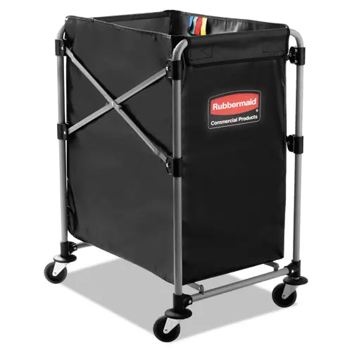 Rubbermaid® Commercial One-Compartment Collapsible X-Cart, Black/Silver, 4.98 cu ft Capacity, 20.33" x 24.1" x 34"