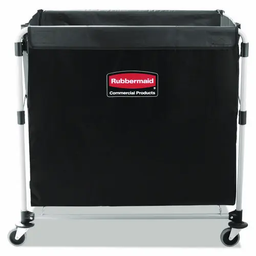 Rubbermaid® Commercial One-Compartment Collapsible X-Cart, Black/Silver, 9.96 cu ft Capacity, 24.1"W x 35.7"D x 34"H