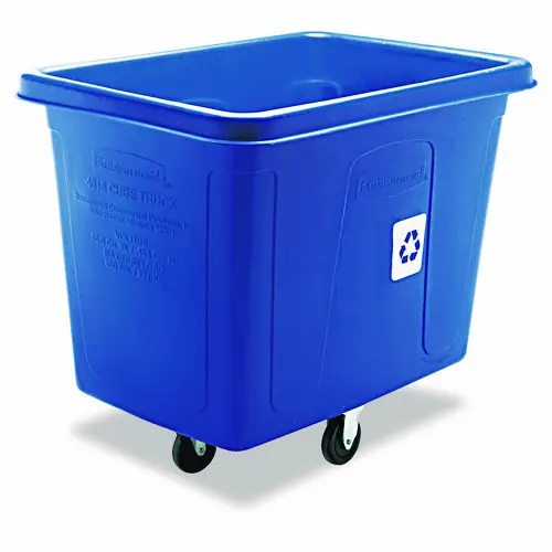 Rubbermaid® Commercial Recycling Cube Truck, 120 gal, 500 lb Capacity, Polyethylene, Blue