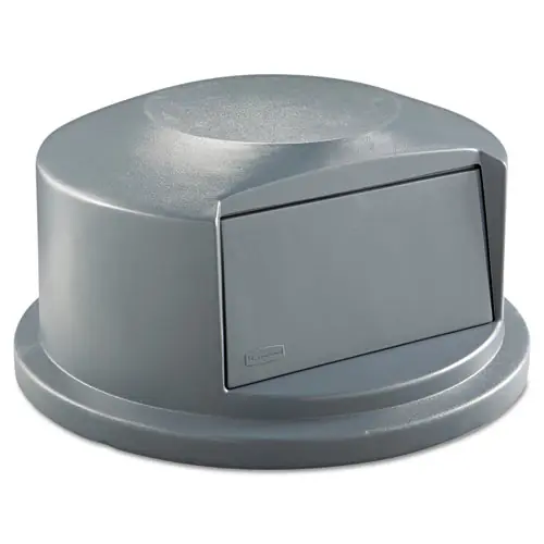 Rubbermaid® Commercial Round BRUTE Dome Top Receptacle, Push Door Lid for 44-Gallon Containers - Gray