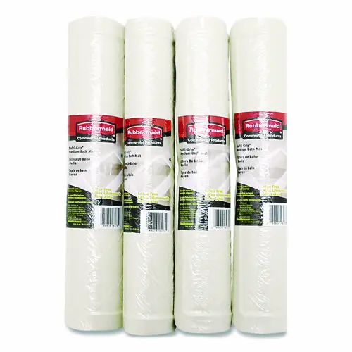 Rubbermaid® Commercial Safti-Grip Latex-Free Vinyl Bath Mat, 14 x 22.5, White, 4/Carton