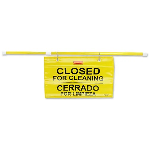 Rubbermaid® Commercial Site Safety Hanging Sign, Multi-Lingual, Yellow