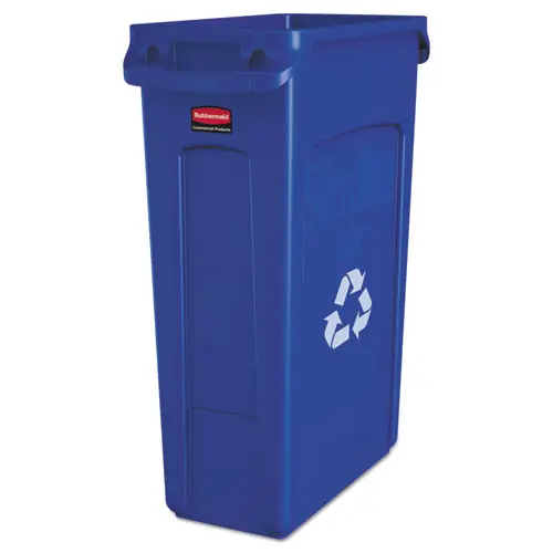 Rubbermaid® Commercial Slim Jim Plastic Recycling Container with Venting Channels, Blue, 23 gal