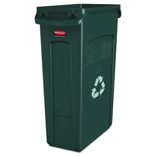 Rubbermaid® Commercial Slim Jim Plastic Recycling Container with Venting Channels, 23 gal, Green