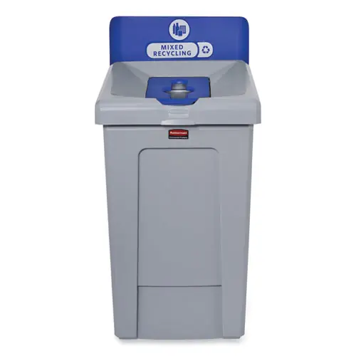 Rubbermaid® Commercial Slim Jim Recycling Station 1-Stream, Mixed Recycling Station, 33 gal, Gray