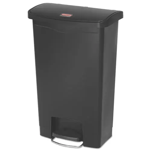 Rubbermaid® Commercial Slim Jim Streamline Resin Step-On Container, 13 gal, Black