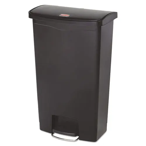 Rubbermaid® Commercial Slim Jim Streamline Resin Step-On Container, 18 gal, Polyethylene, Black