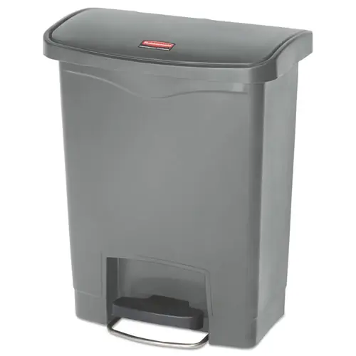 Rubbermaid® Commercial Slim Jim Streamline Resin Step-On Container, 8 gal, Gray