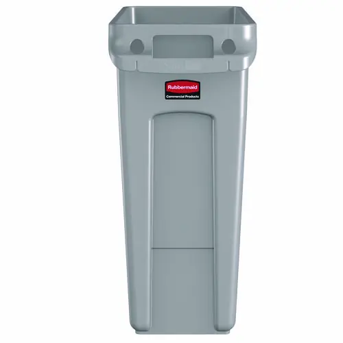 Rubbermaid® Commercial Slim Jim Waste Container with Handles, 16 gal, Plastic, Light Gray