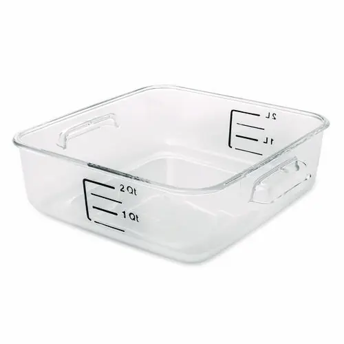 Rubbermaid® Commercial SpaceSaver Square Containers, Clear, Plastic, 2 qt