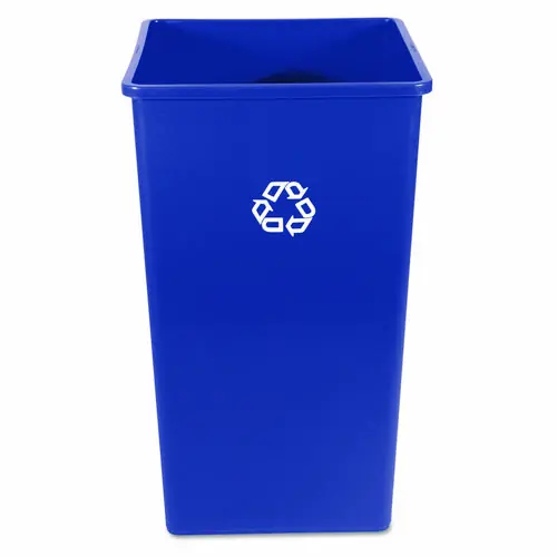 Rubbermaid® Commercial Square Recycling Container, 50 gal, Plastic, Blue