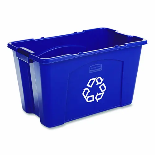 Rubbermaid® Commercial Stacking Recycle Bin, 18 gal, Polyethylene, Blue
