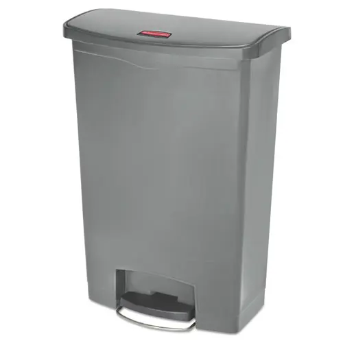 Rubbermaid® Commercial Streamline Resin Step-On Container, Front Step Style, 24 gal, Polyethylene, Gray