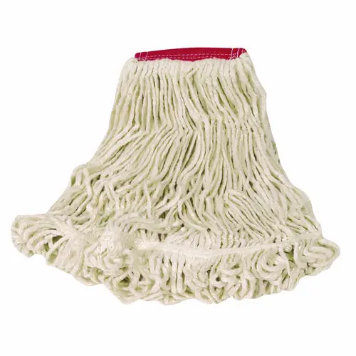 Rubbermaid® Commercial Super Stitch Looped-End Wet Mop Head, Cotton/Synthetic Blend, Large, Red/White