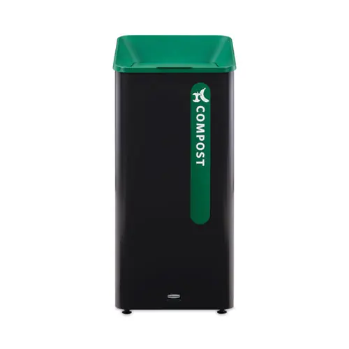 Rubbermaid® Commercial Sustain Decorative Refuse with Recycling Lid, 23 gal, Black/Green