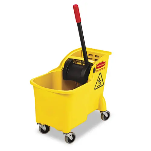Rubbermaid® Commercial Tandem 31-Quart Bucket/Wringer Combo, Reverse, Yellow
