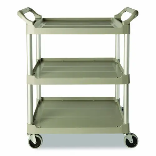 Rubbermaid® Commercial Three-Shelf Service Cart, Platinum, 200 lb Capacity