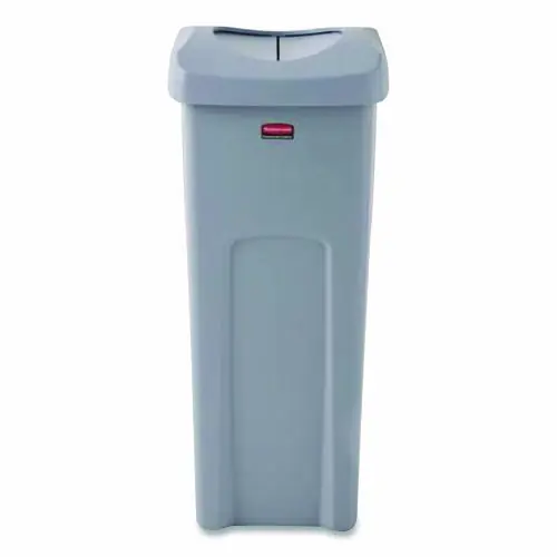 Rubbermaid® Commercial Universal Square Trash Can with Swing Lid, 23 gal, Plastic, Gray