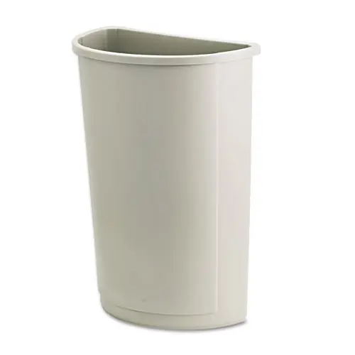 Rubbermaid® Commercial Untouchable Half-Round Plastic Receptacle, 21 gal, Plastic, Beige