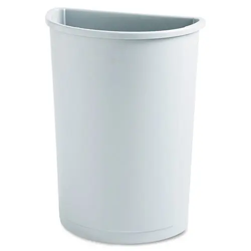 Rubbermaid® Commercial Untouchable Half-Round Plastic Receptacle, 21 gal, Plastic, Gray