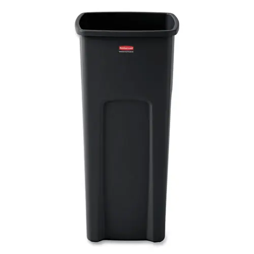 Rubbermaid® Commercial Untouchable Square Waste Receptacle, 23 gal, Plastic, Black