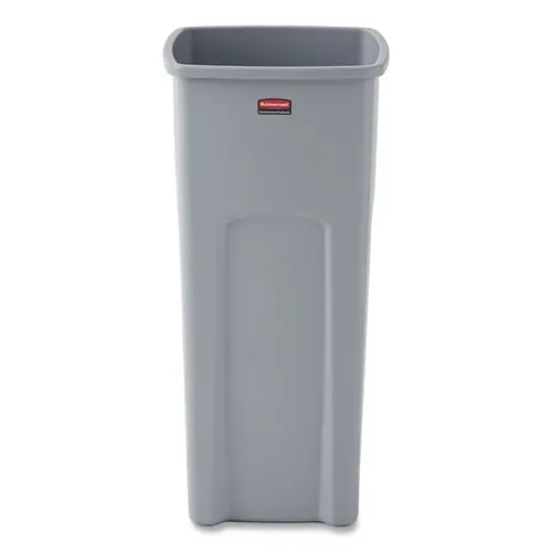 Rubbermaid® Commercial Untouchable Square Waste Receptacle, 23 gal, Plastic, Gray