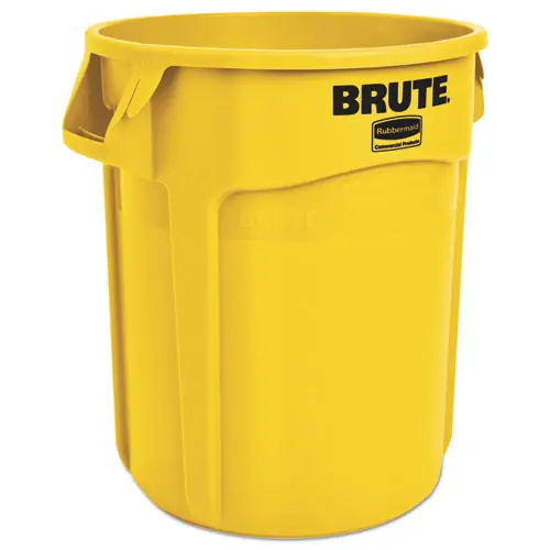 Rubbermaid® Commercial Vented Round Brute Container, 20 gal, Plastic, Yellow
