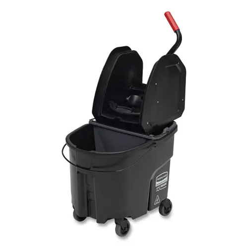 Rubbermaid® Commercial WaveBrake 2.0 Bucket/Wringer Combo, 35 qt, Black, Down-Press
