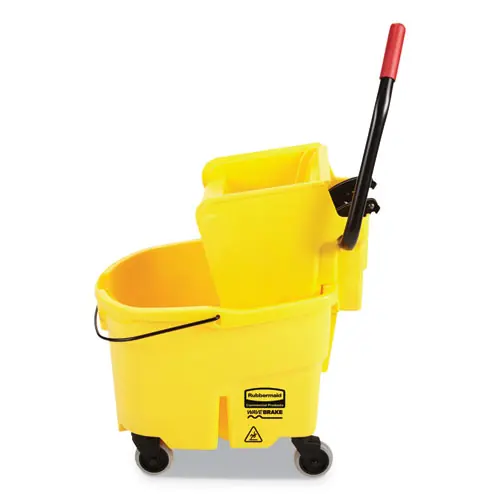 Rubbermaid® Commercial WaveBrake 2.0 Bucket/Wringer Combos, Side-Press, 26 qt, Plastic, Yellow