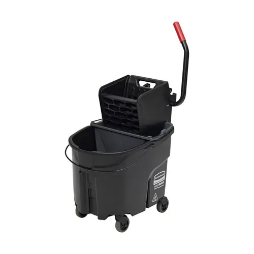 Rubbermaid® Commercial WaveBrake 2.0 Bucket/Wringer Combo, Side-Press, 35 qt, Plastic, Black