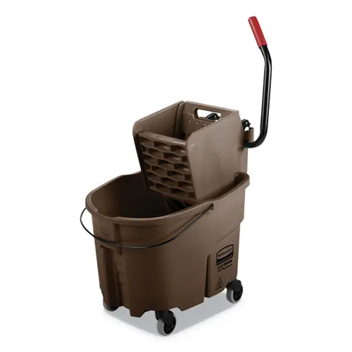 Rubbermaid® Commercial WaveBrake 2.0 Bucket/Wringer Combo, Side-Press, 35 qt, Brown