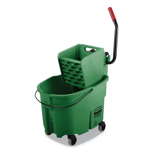Rubbermaid® Commercial WaveBrake 2.0 Bucket/Wringer Combo, 35 qt, Green