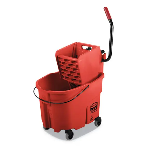 Rubbermaid® Commercial WaveBrake 2.0 Bucket/Wringer Combo, 35 qt, Red, Side-Press