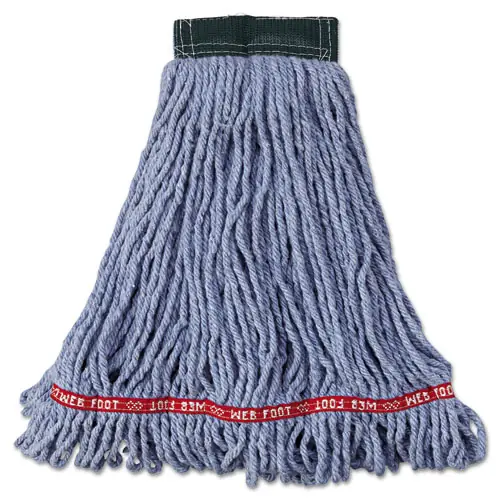 Rubbermaid® Commercial Web Foot Wet Mop Head, Shrinkless, Cotton/Synthetic, Blue, Medium