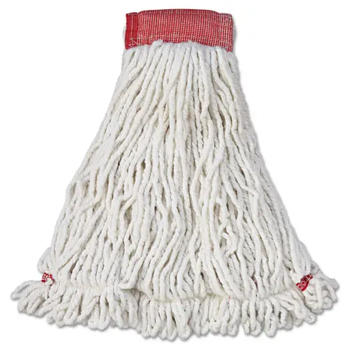 Rubbermaid® Commercial Web Foot Shrinkless Wet Mop Head, Cotton/Synthetic, White, Large, 6/Carton