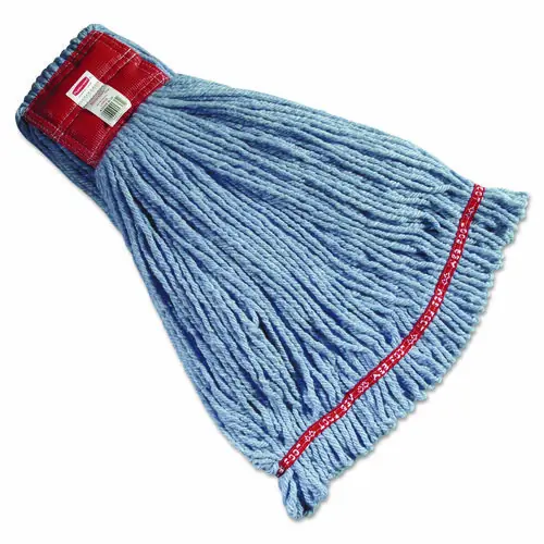 Rubbermaid® Commercial Web Foot Wet Mop Heads, Shrinkless, Cotton/Synthetic, Blue, Large